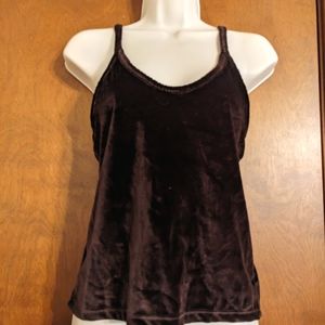 Vintage 90s chocolate brown velour tank top sz Med